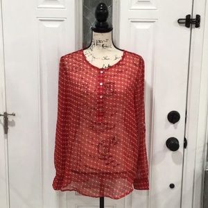 🆕 MNG Blouson Mar Sheer Long Sleeves Round Collar Button Front Blouse